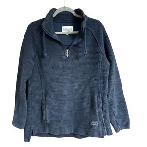 Weird Fish Macaroni Navy Blue Quarter Zip Pullover Sweatshirt Womens Size 14